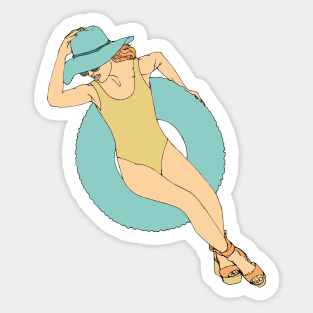 woman chilling on the water Sticker